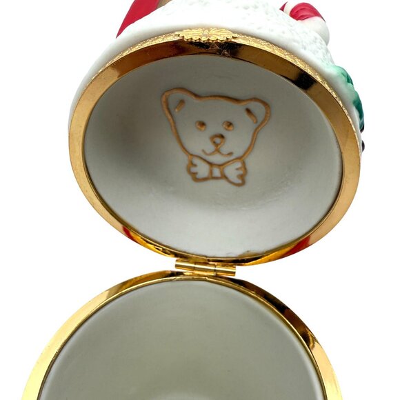 PartyLite Christmas Teddy Bear Hinged Gift Box Stocking Toys Trinket Keepsake - Picture 9 of 10